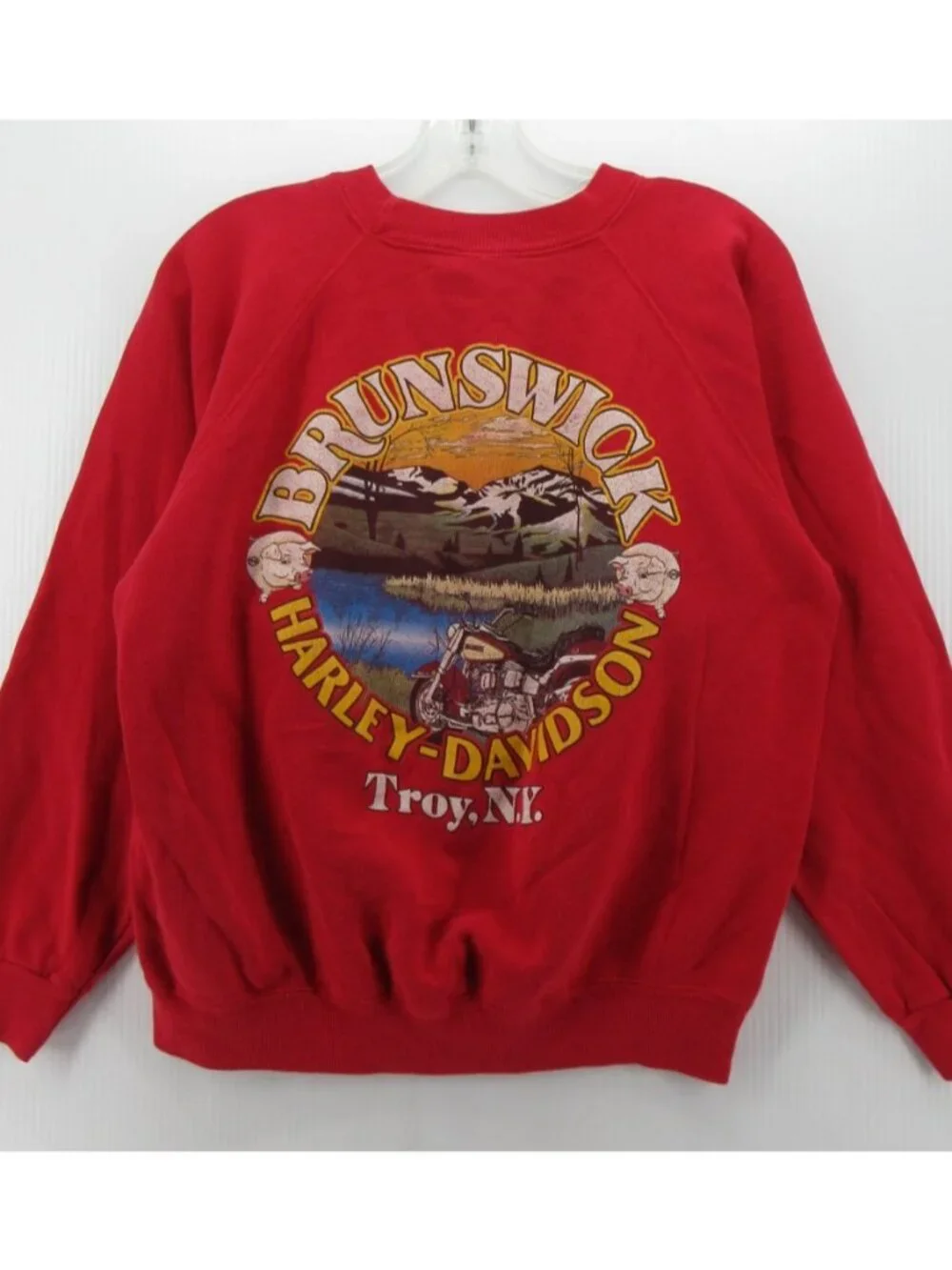 VGT Harley Davidson Sweatshirt Large Eagle 80s Moto Double Sided Boxy * - Picture 6 of 10